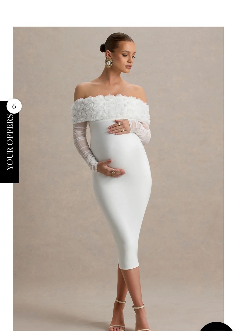 Club London Adita Off-Shoulder White Maternity Bodycon Dress mesh